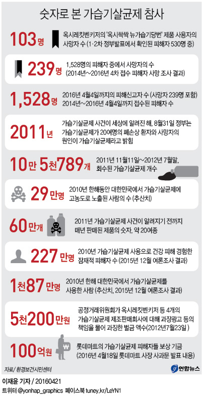 <그래픽> 숫자로 본 가습기살균제 참사