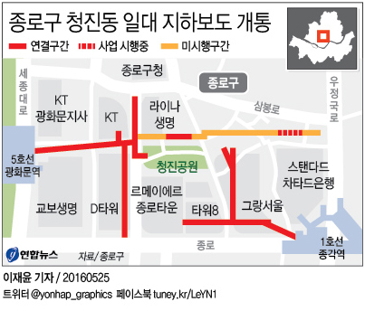 종로구 청진동 대형 빌딩 지하로 연결…"걷기 좋은 곳으로" - 1