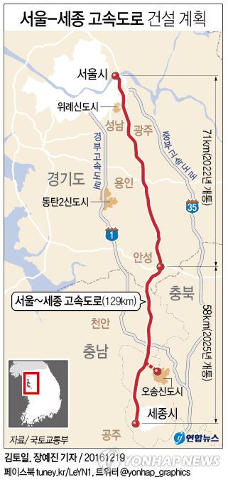 <그래픽> 서울-세종 고속도로 건설 계획