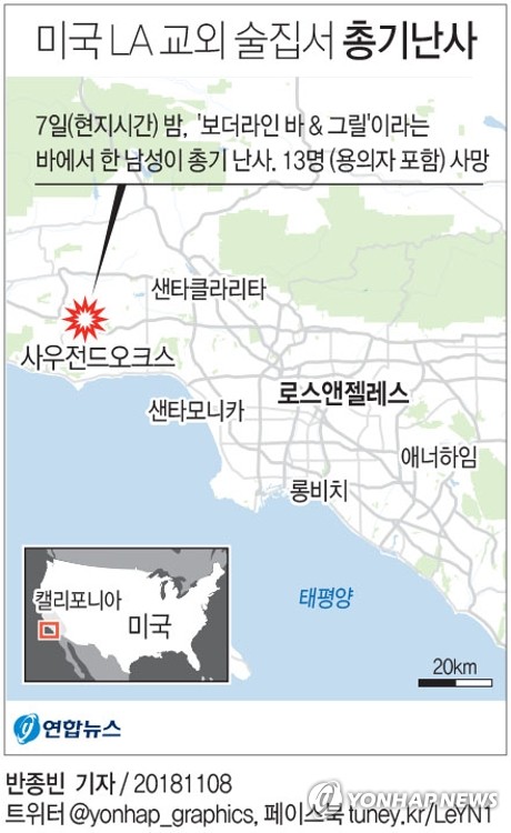 美 LA 교외 술집에서 총기난사 참극…총격범 포함 13명 사망(종합4보)4