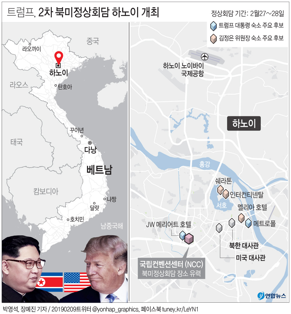[그래픽] 트럼프, 2차 북미정상회담 하노이 개최(종합)
