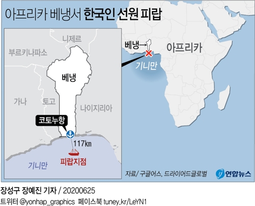 서아프리카 해상서 한국인 선원 5명 무장괴한에 피랍(종합2보) - 1