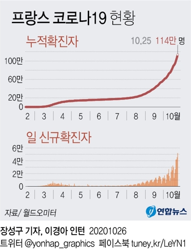 전세계 코로나19 '폭풍'…미 신규확진 역대최대·프랑스 5만명↑ - 4