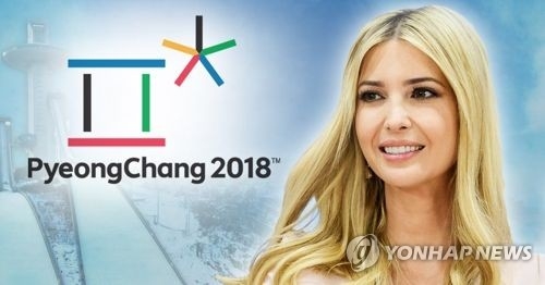 This image shows an EPA file photo of White House adviser Ivanka Trump and the logo of the PyeongChang Winter Olympics. (Yonhap)