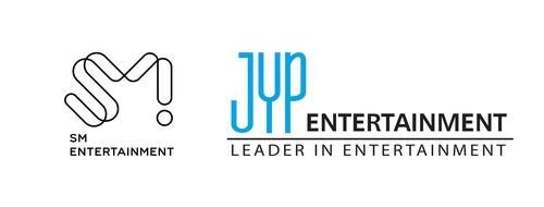 This image, provided by SM Entertainment and JYP Entertainment, shows the company logos for the two companies, respectively. (PHOTO NOT FOR SALE) (Yonhap)