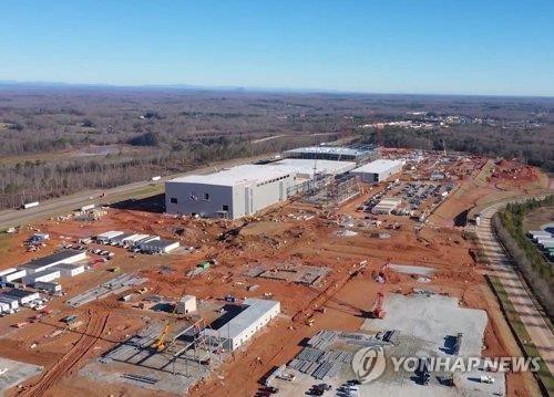 SK Innovation Co.'s electric vehicle battery plant under construction in the U.S. state of Georgia is seen in this photo provided by the company on Aug. 28, 2020. (PHOTO NOT FOR SALE) (Yonhap)