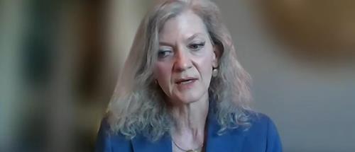 This photo, captured from a YouTube account of the Center for Strategic and International Studies, shows Allison Hooker, former senior director for Asia at the U.S. National Security Council. (PHOTO NOT FOR SALE) (Yonhap)
