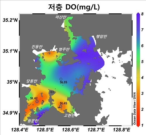진해만에 산소부족 물덩어리 발생…양식장 피해 우려 - 2