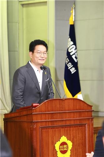 송영길·추미애, 경기도의회 의원총회 찾아 지지 호소 - 2