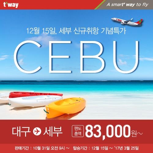 티웨이항공, 대구∼세부 12월 신규취항…국적사 최초 - 1