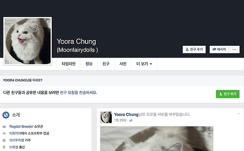 최순실씨 딸 정유리씨 추정 페이스북 계정