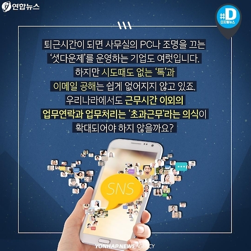 <카드뉴스> 프랑스는 접속차단권리 보장…우리는 '카톡야근중' - 11
