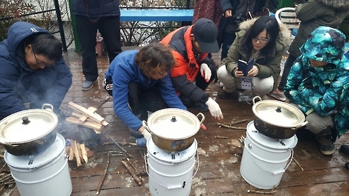 로켓스토브 라면끓이기