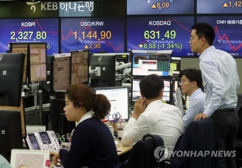 코스피, 북핵위기에 2,310선 추락…외국인 6천500억 순매도(종합) - 1