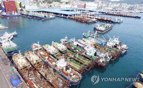 부산항에 정박 중인 선박들