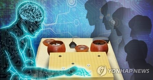 인공지능 알파고와 바둑기사 5명이 대국하는 장면을 그린 PG