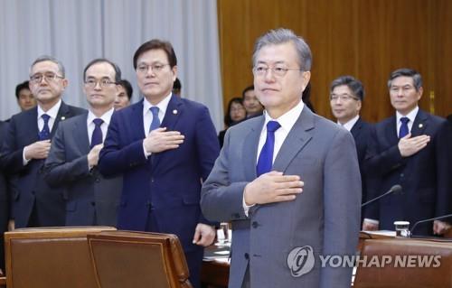 제3차 반부패정책협의회, 국기에 경례하는 문 대통령