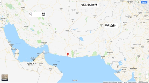 6일 폭발,총격이 벌어진 이란 차바하르(빨간 점)