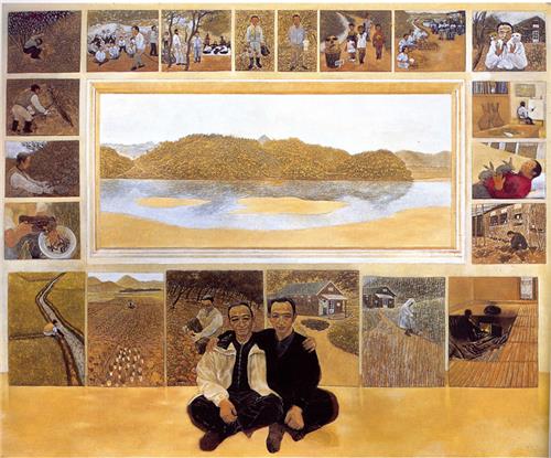 임동식, 자연예술가와 화가-가을, 캔버스에 유채, 162.2×130.3cm, 2005