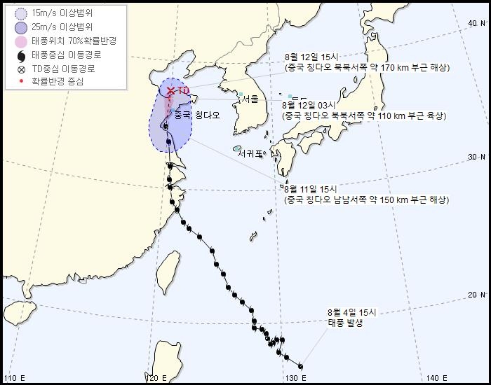제9호 태풍 '레끼마' 예상 경로