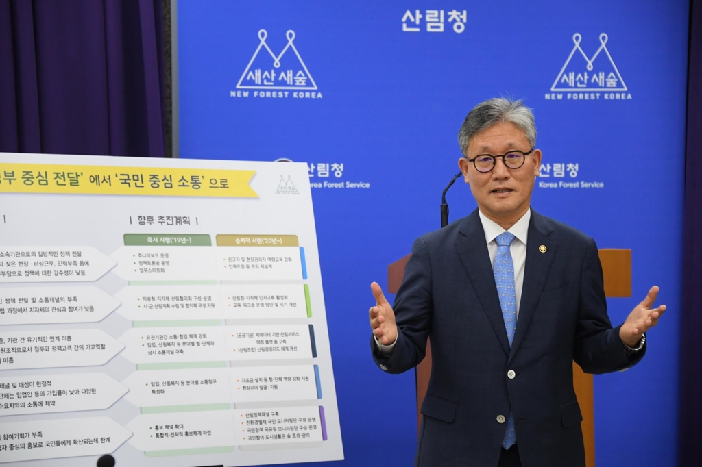 브리핑하는 김재현 산림청장