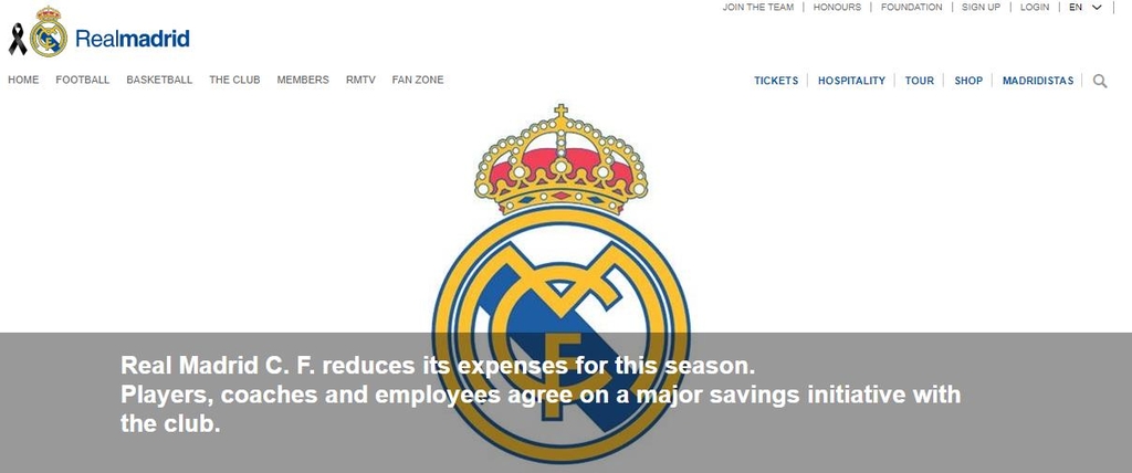 선수들과 코치진의 임금 삭감을 발표한 레알 마드리드