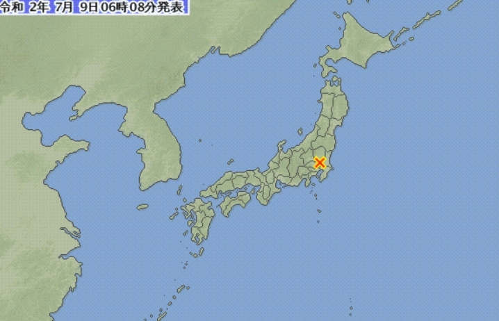 (도쿄=연합뉴스) 일본 기상청은 9일 오전 6시 5분께 이바라키(茨城)현 남부에서 규모 4.7의 지진이 발생했다고 발표했다. [일본 기상청 홈페이지 캡처]
