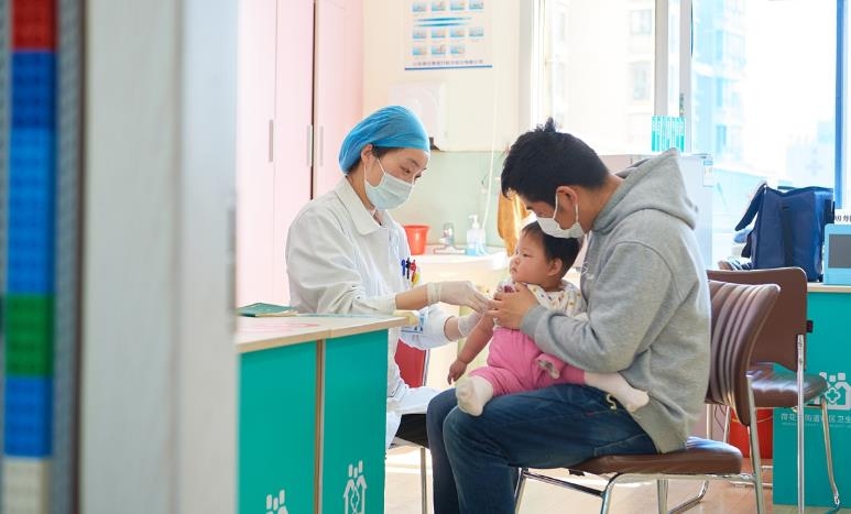 중국 병원의 백신 접종 장면