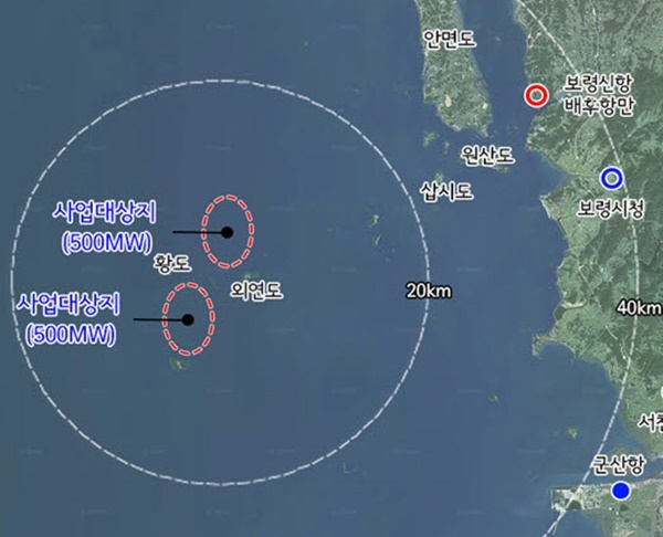보령 해상풍력단지 위치도