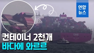 [영상] 컨테이너 2천개 와르르…태평양서 폭풍우 만난 일본 선박