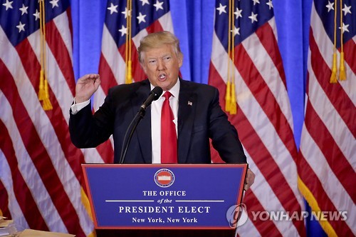 대선승리후 첫 기자회견하는 도널드 트럼프 미 대통령 당선인