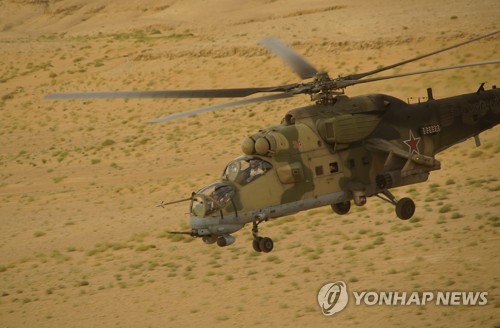 시리아 동부에서 작전을 수행하는 러시아군 헬기