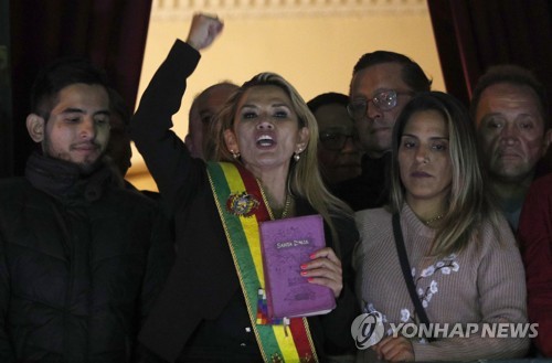 볼리비아 '임시대통령'에 취임한 자니네 아녜스