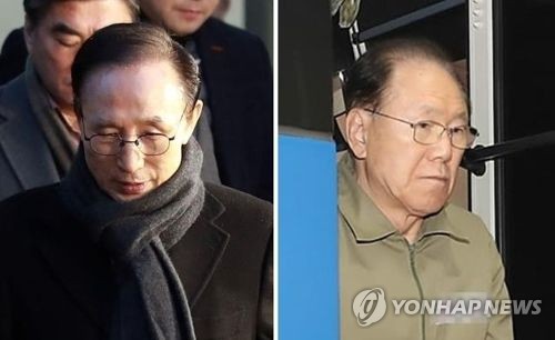 이명박 전 대통령(왼쪽)과 김백준 전 청와대 총무기획관
