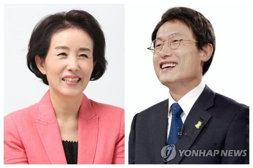 박선영 서울시교육감 후보(왼쪽)와 조희연 후보(오른쪽)