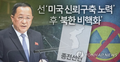 북 리용호 "북 핵무장 일방해제 없다"(PG)