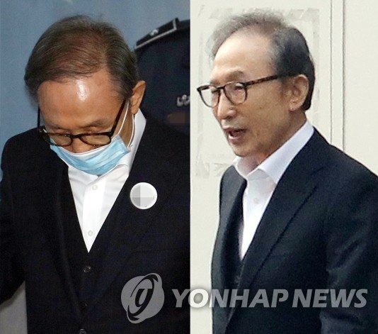 이명박 전대통령의 석방 전후 다른 표정