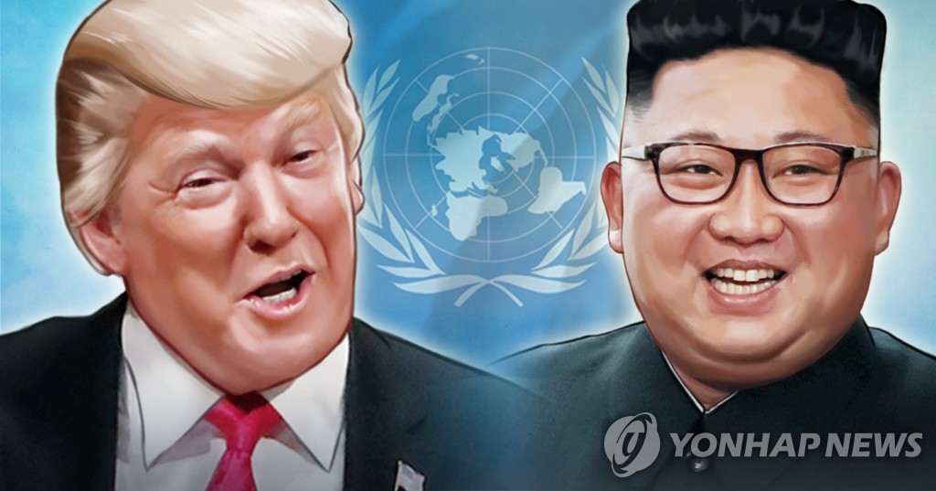 트럼프 미 대통령·김정은 북 국무위원장·UN (PG)