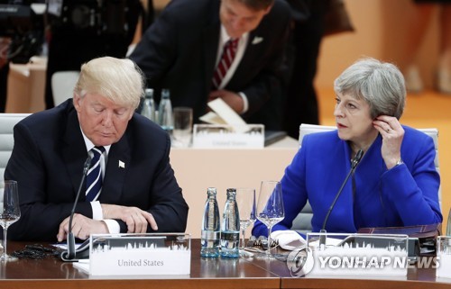 G20 정상회의에 참석한 트럼프 미국 대통령과 메이 영국 총리