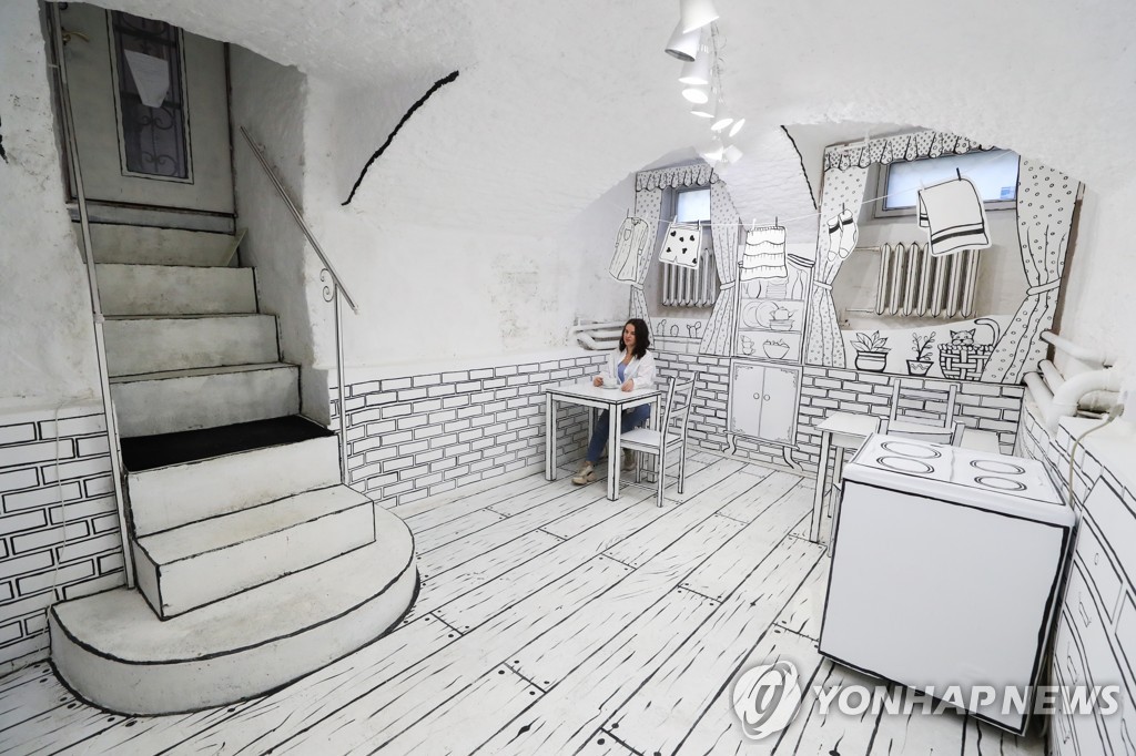 Black and white cafe in St Petersburg