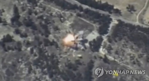러시아 국방부가 공개한 시리아 이들립 공습 이미지