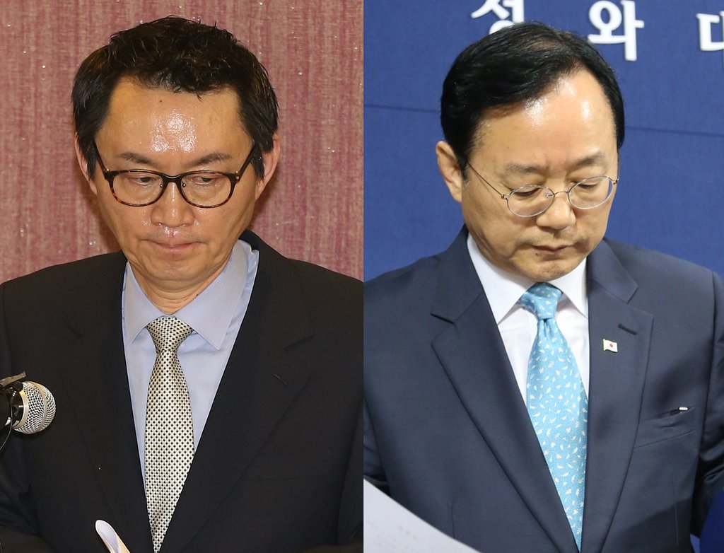 윤창중 전 청와대 대변인(왼쪽)과 이남기 청와대 홍보수석(자료사진)