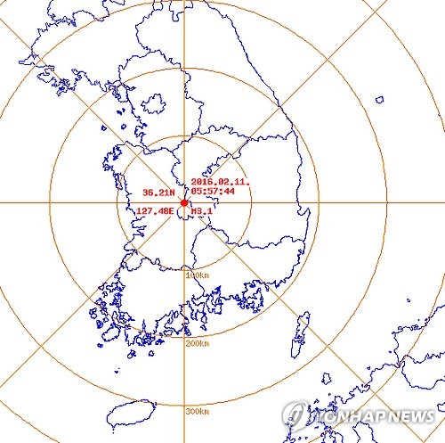 충남 금산서 규모 3.1 지진
