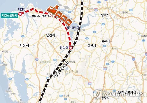 서산 대산항 인입철도 위치도