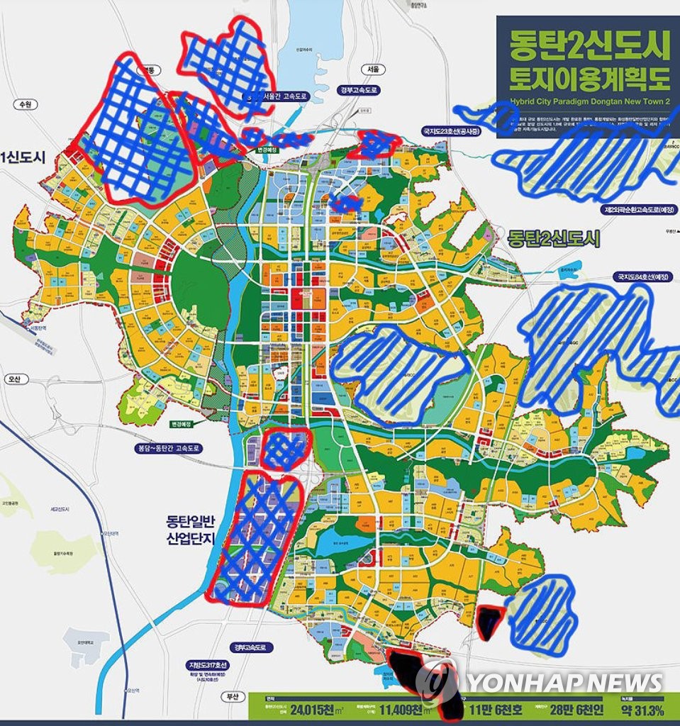 동탄2신도시 외곽에 추진되는 3개 산단