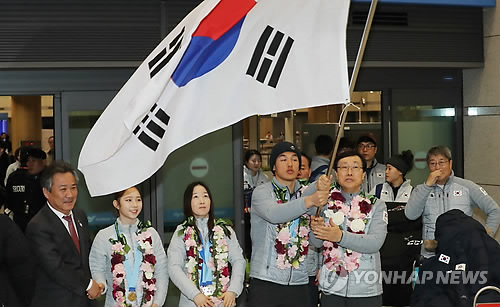 동계아시안게임 선수단 귀국