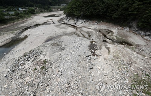 바닥 드러낸 강릉시 상수원 상류