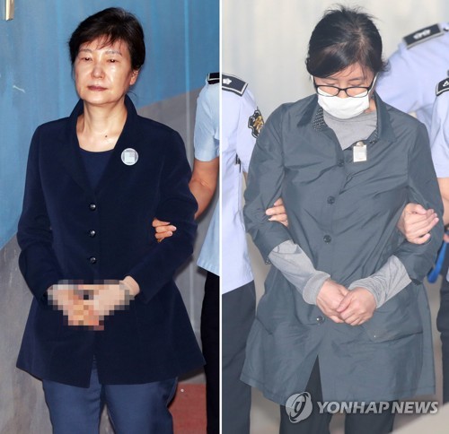 법원 향하는 박근혜-최순실