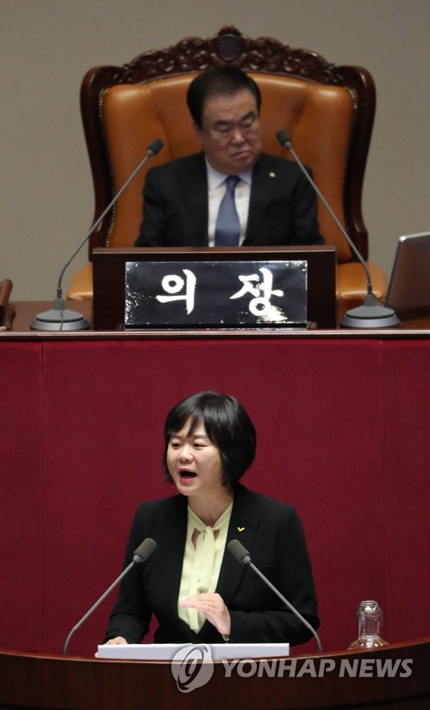비교섭단체 대표 연설하는 이정미
