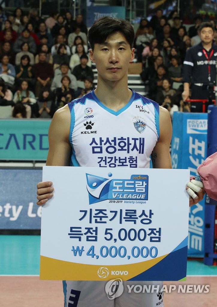 박철우, 5천 득점 달성